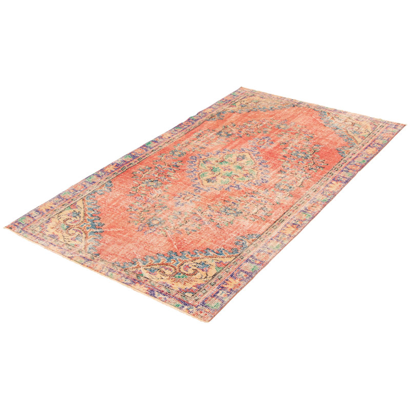 Tapis unique en laine noué à la main style années 1990 de 5 pi 3 po x 9 pi 1 po Morsal