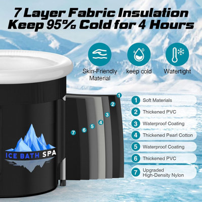 Bain de glace ovale Suteck XL142 Gal pour la récupération, bains de glace pliables avec coussin rempli d'eau
