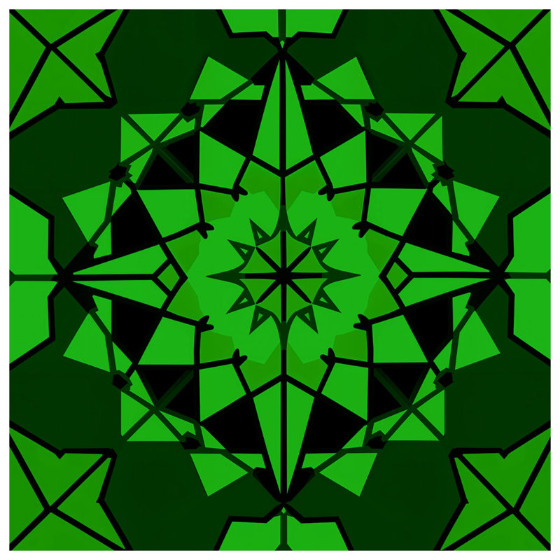 Tapisserie murale verte kaléidoscope géométrique - Décoration murale kaléidoscope, H 104 po x 88 avec 4 œillets