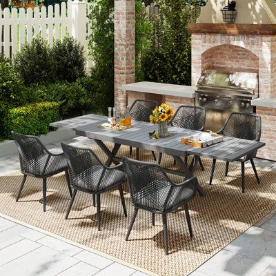 Ensemble repas d'extérieur 7 pièces avec table extensible 7 pièces