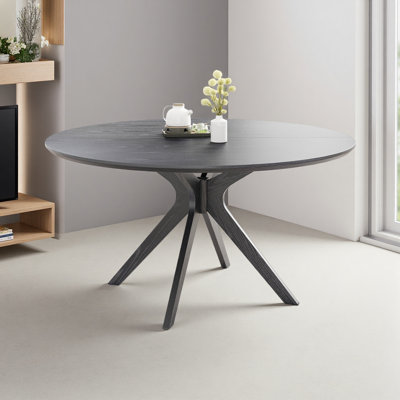 Table de salle à manger 47,2 "en bois massif pour 4 à 6 personnes avec base piédestal entrecroisée