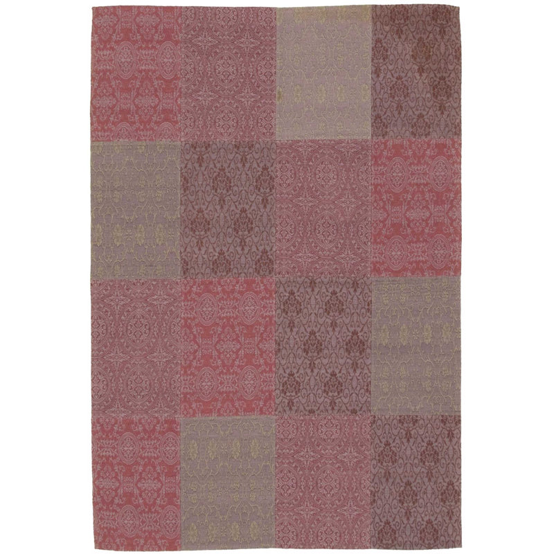 Tapis de zone rose noué la à la main géométrique Wadkins
