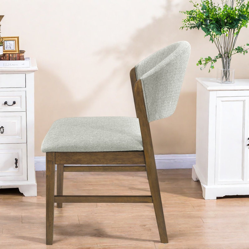Ensemble de 2 chaises de salle à manger modernes du milieu du siècle, en bois d'hévéa pour petite cuisine, Brown Wood