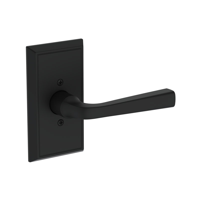 Kingvale Passage Lever with Chamfered 5in Rose in Satin Black, Matte Black
