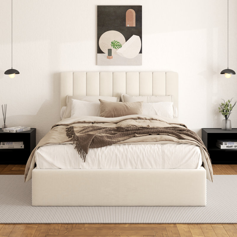 Base de lit tapissier Haden, Crème, Grand lit