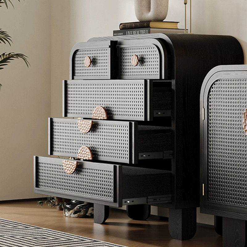 Modern Black Solid Manufactured Wood Accent Cabinet
