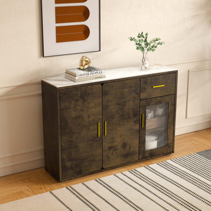 Armoire de rangement contemporaine en bois: Buffet décoratif élégant avec portes pour une utilisation polyvalente dans la chambre à coucher, le salon, la cuisine et le couloir