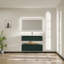 48" Luxe Green Wall-Mounted Bathroom Vanity With LED Light And Engineered Stone