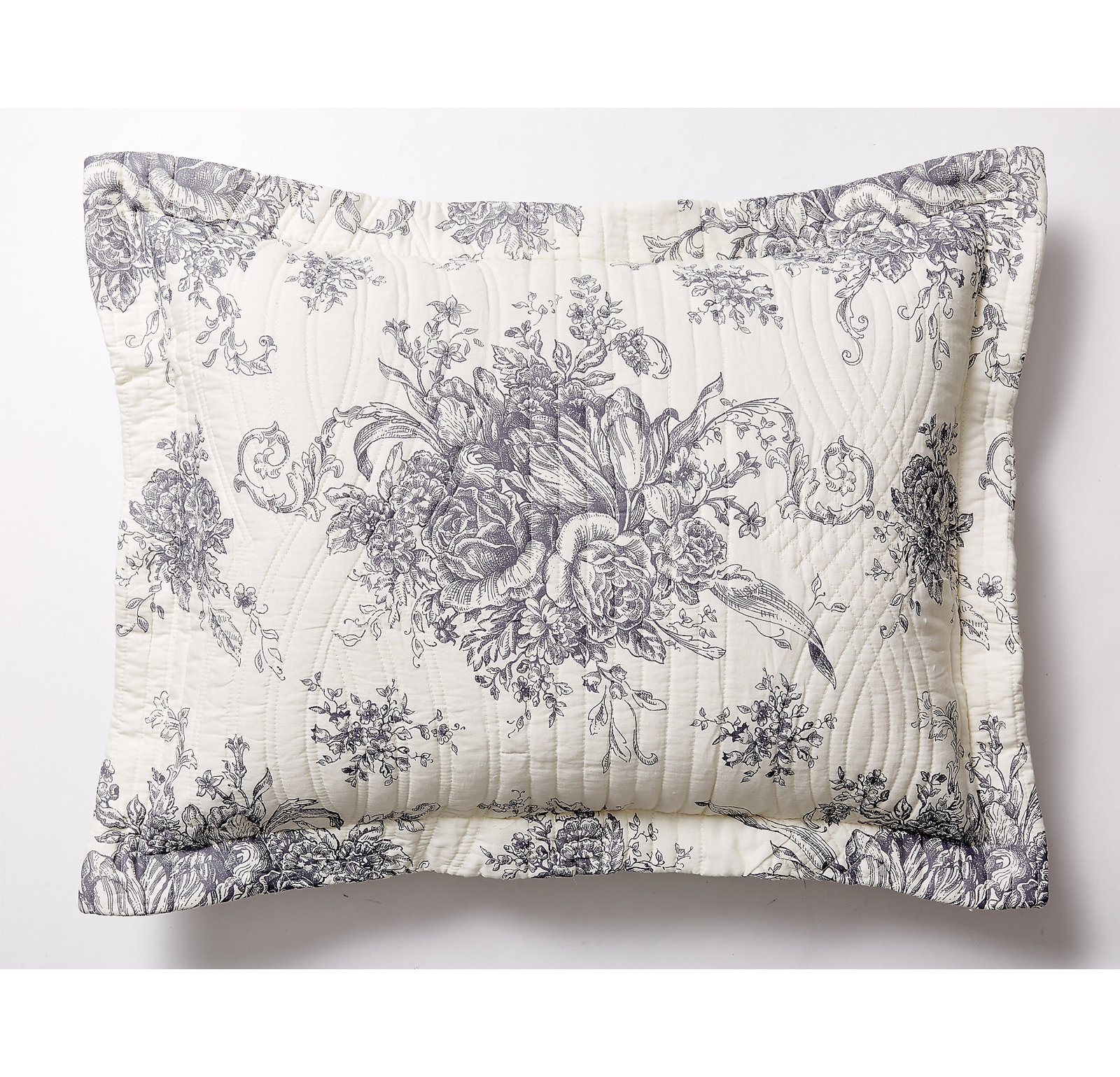 Benedictine Cotton Quilt Set, Twin/Twin XL Quilt + 1 Sham, Gray