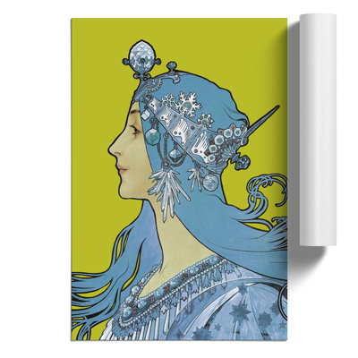 Blue Zodiac by Alphonse Mucha - No Frame Painting