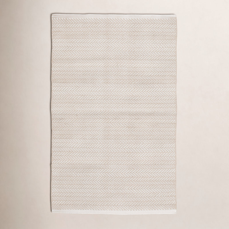 Herringbone Linen/White Handwoven Indoor/Outdoor Rug, Rectangle 8'6" x 11'6"
