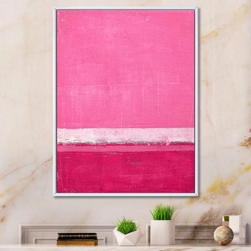 Rose fuchsia et blanc Colorfields II - reproduction d'art moderne et contemporaine sur toile, H 36 po x l 24 po x P 1 po