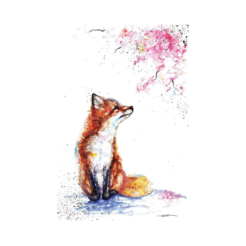Fox And Blossom by BebesArts - Wrapped Canvas Gallery-Wrapped Canvas Giclée, 20.32 cm H x 30.48 cm W