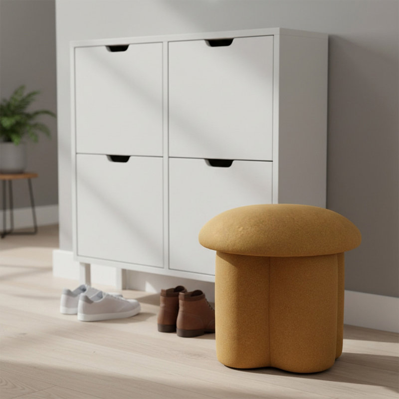 Modern Mushroom-Shaped Upholstered Footstool