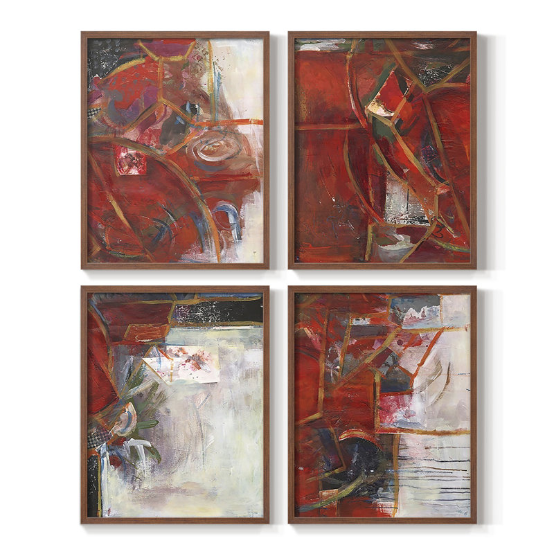 «City Life I», ensemble de 4 encadrées, Noyer, H 10 po x l 32 po