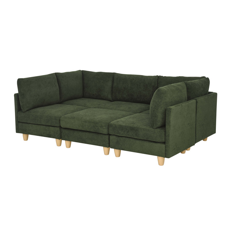 Barncombe Modular Sectional, Dark Green Polyester Blend