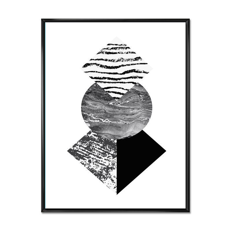 Feuille de palmier tropical avec formes géométriques abstraites I - impression sur toile, H 40 po x l 30 po x 1,5 po