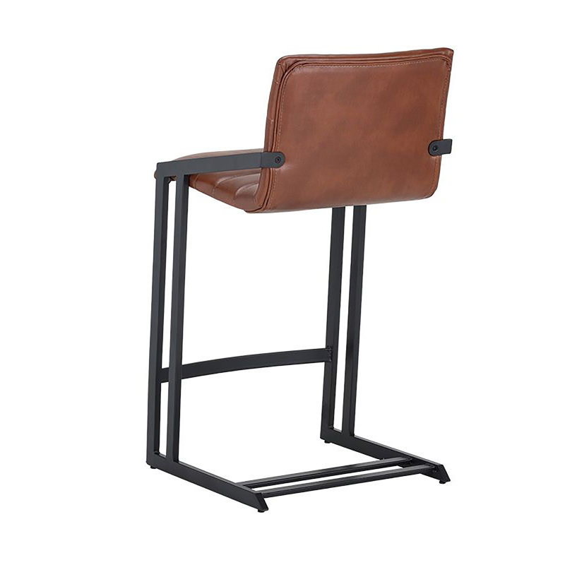 Webber Upholstered Stool with Metal Frame, Black Faux Leather, Counter Stool (26" Seat Height)