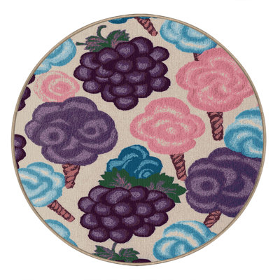 Washable Grape Cotton Candy Fruits Area Rug