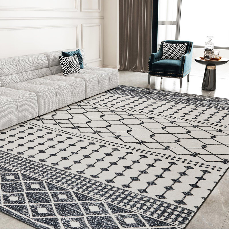 Imitation Cashmere Geometric Striped Carpet, Rectangle 5' x 8'