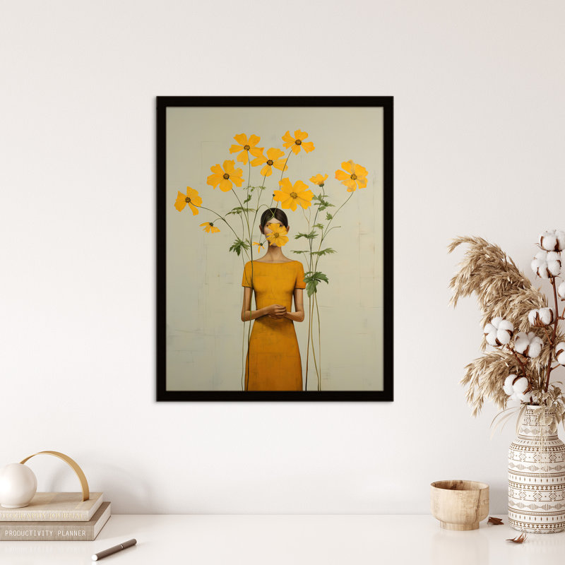 Hidden In Buttercups Surrealist Mustard - Single Picture Frame Print