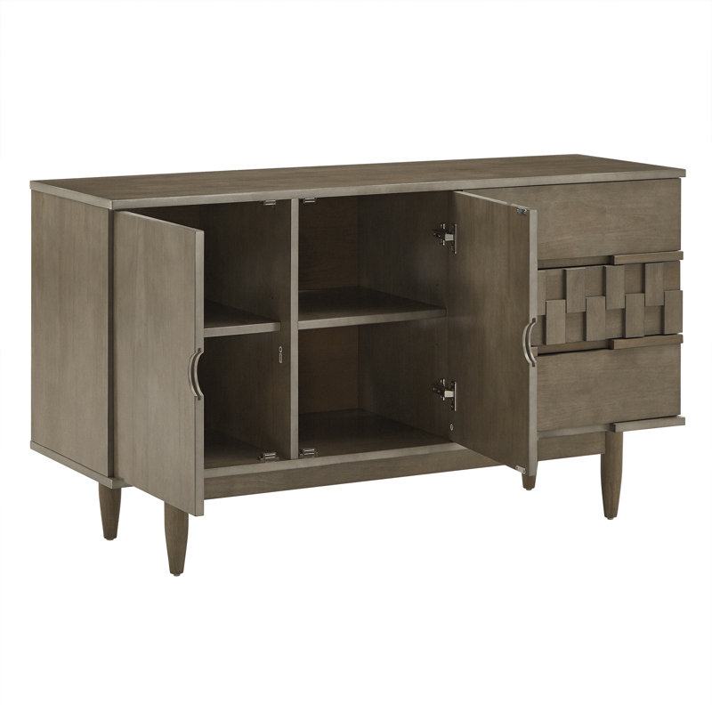 Buffet 3 tiroirs 55,12 po de largeur, Gris anthracite clair
