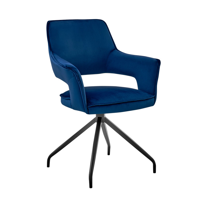 Fauteuil en velours Guo, Bleu