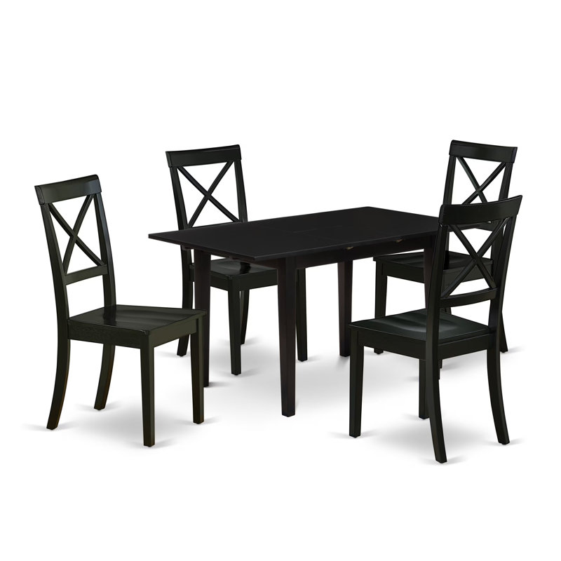 Ensemble de salle à manger Mcardle, Noir, 5 pièces: table, 4 chaises