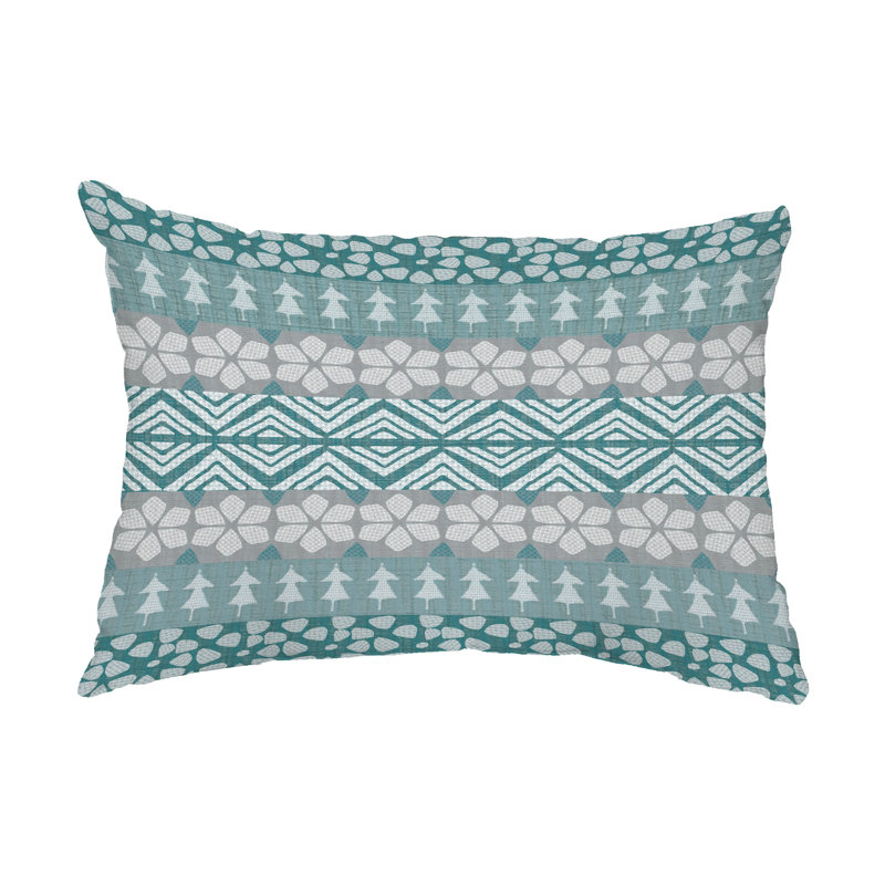FairIsle Geometric Outdoor Reversible Throw Pillow, Blue