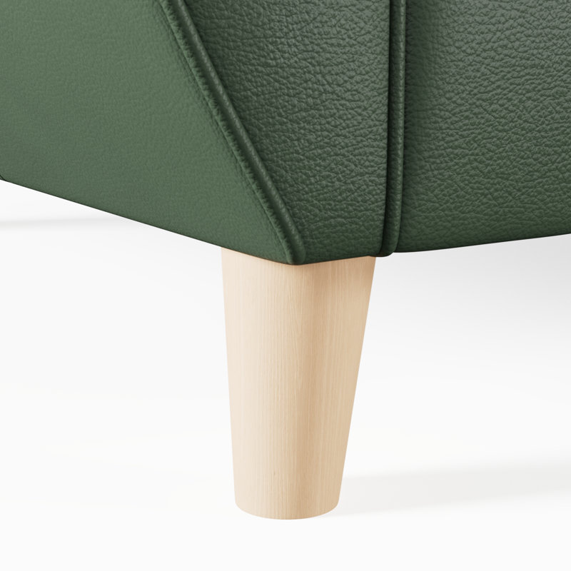 Marylin 3 Seater Leather Sofa, Hunter Green, Light Wood