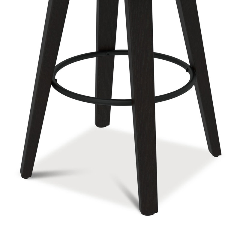 Tabouret pivotant avec structure en bois massif Malakeh, Gris foncé, Tabouret de comptoir (siège d'une hauteur de 26 p, 4