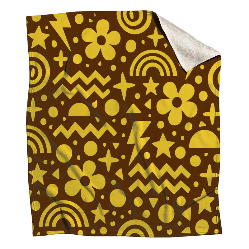 Couvertures à motif géométrique jaune et brun, 60in W x 80in H