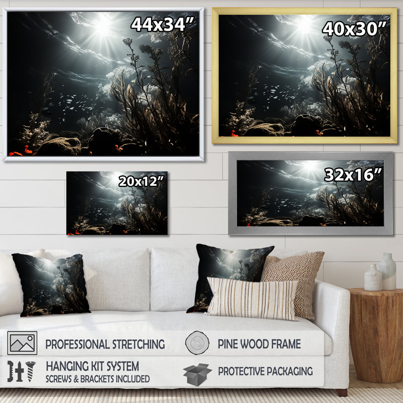Paradis sous-marin - impressions sur toile, plage et océan, Toile tendue, H 34 po x l 44 po x P 1,5 po