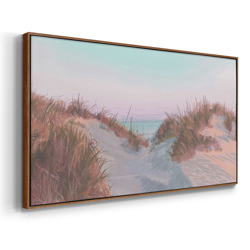 Dunes à l'aube I - Toile tendue avec châssis, prête à accrocher, H 21 po x l 41 po, Noyer