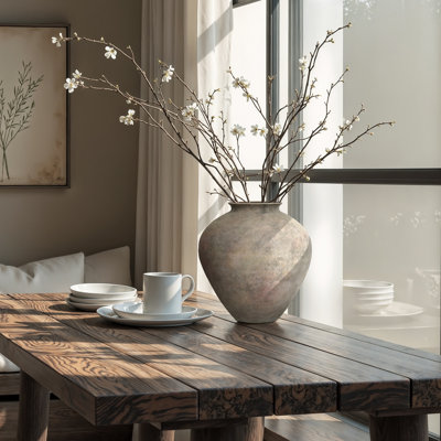 Rustic Ceramic Vase, Terracotta Pot Home Decor with Earthy Gray-Brown Finish, Multi Shape & Size Options
