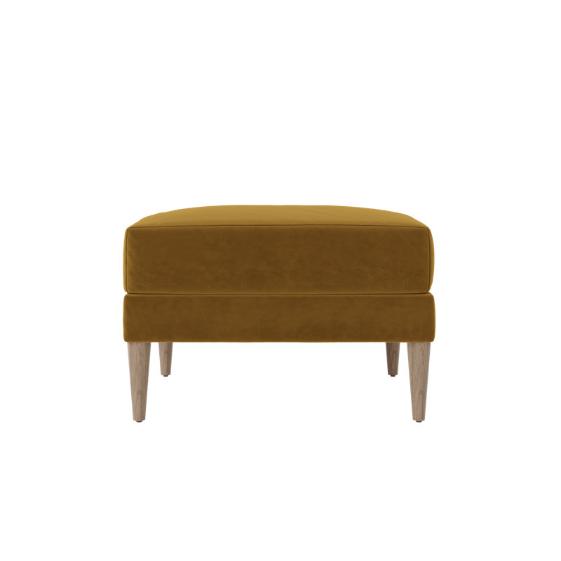 Essential Ottoman, Mustard Recycled Velvet, Natural