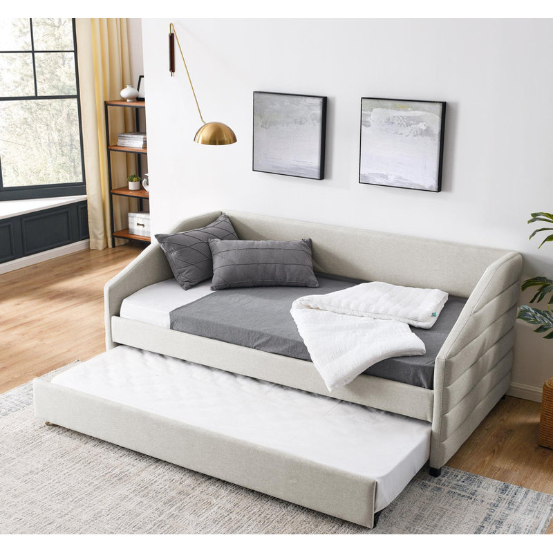 Simple - Taille lin - Lit de jour rembourré capitonné avec lit gigogne - Élégant et compact - Économisez de l'espace