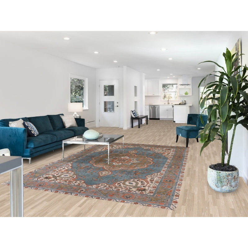 Tapis de salon bleu surteint 6x9