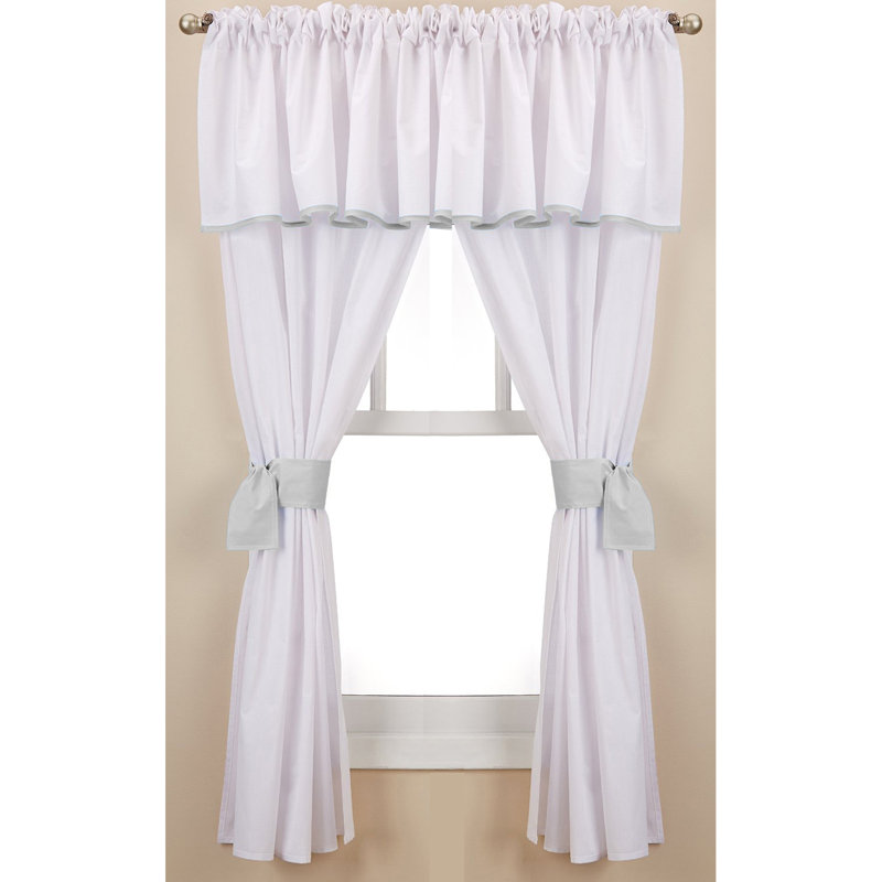 Paire de rideaux transparents avec passe-tringle Vilray, Blanc/gris