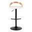 Tabouret réglable avec pivot en métal noir, bois de zèbre et similicuir blanc avec repose-pieds arrondi en T - ensemble de 3-129461280