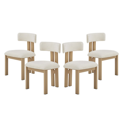 Mathel Modern Fabric Upholstered Armless Dining Chairs with Sleek Metal Legs