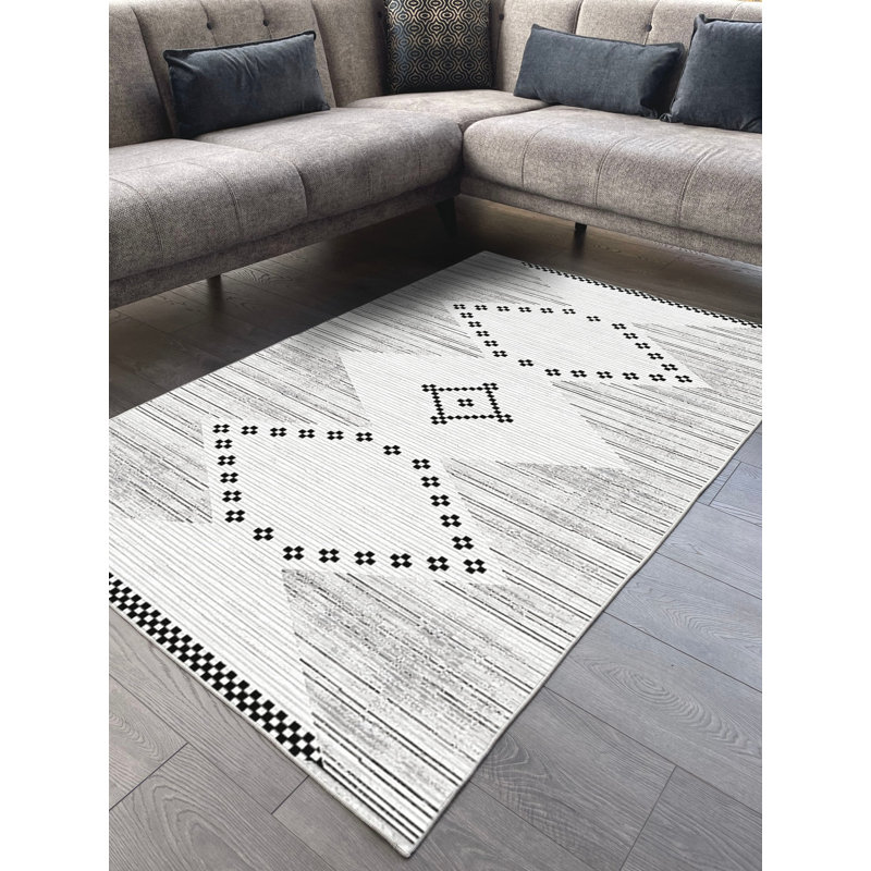 Tapis en coton Saige, Rectangle 2 pi 7 po x 3 pi 3 po