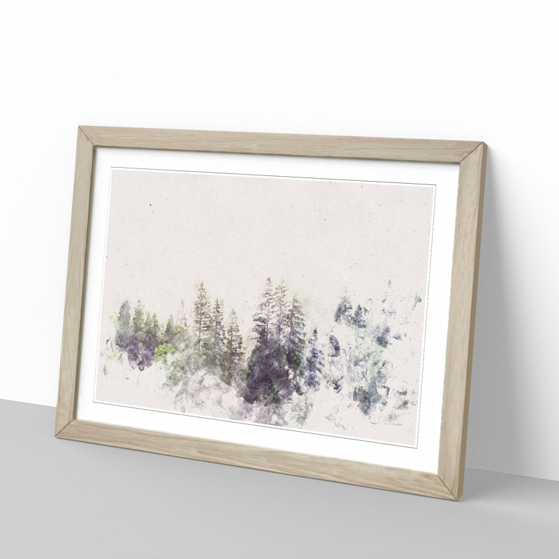 Pine Tree Forest in the Fog - Picture Frame Painting Print, Oak Framed, 45cm H x 63cm W x 2cm D