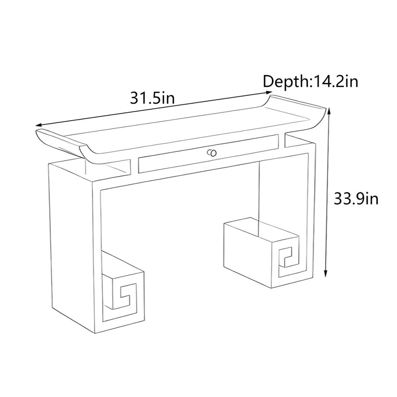 Nouvelle table d'entrée de style chinois, H 33,9 po x l 31,5 po x P 14,2 po
