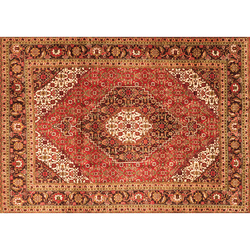 Tapis oriental rouille / brun / beige tissé à la machine 2 pi x 3 pi Oriental