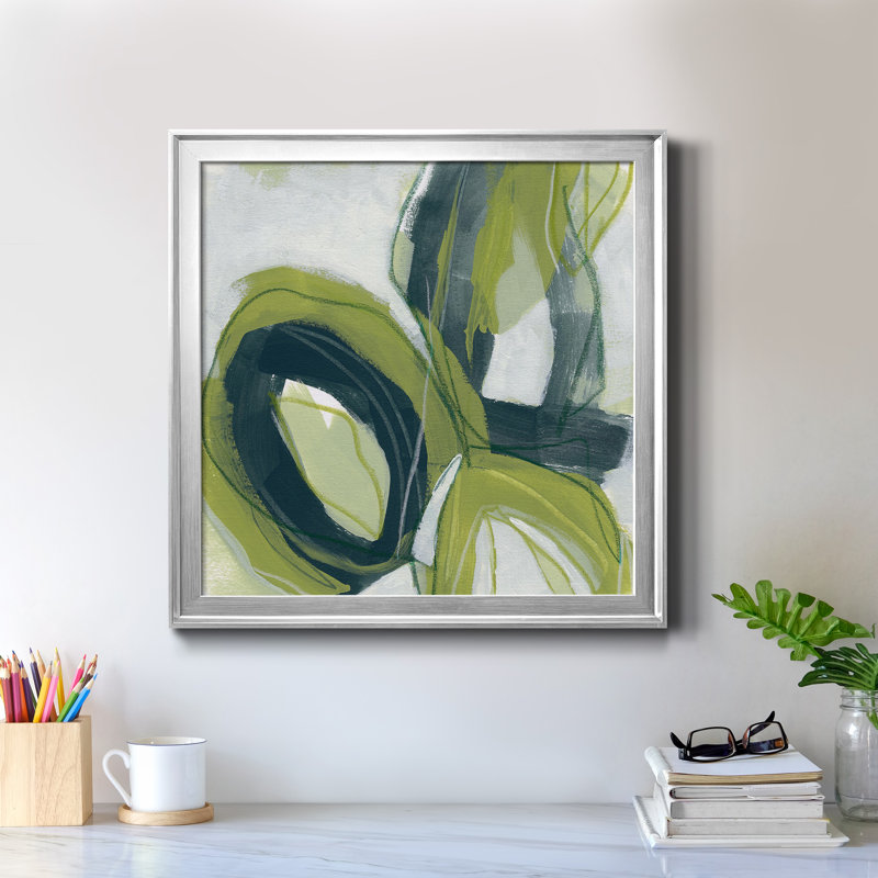 Toile encadrée Verdigris Motion I-Premium - prête à être accrochée, Toile avec cadre argenté