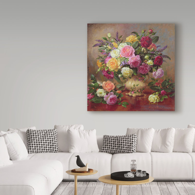 Albert Williams Floral Canvas Print with Vibrant Roses, 14" x 14"