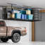 Support de rangement supérieur pour garage 3 x 8 pi, système de rayonnage de plafond réglable, rangement d'organisation de garage avec rails latéraux, capacité de 600 lb