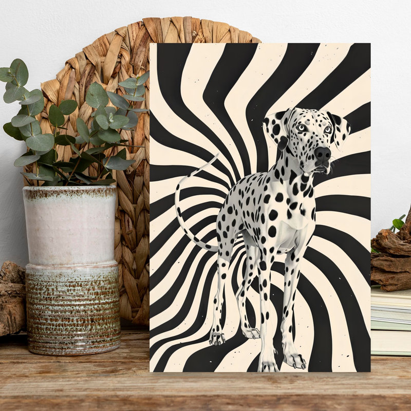 Art hypnotique dalmatien abstrait contemporain, H 18 po x l 12 po