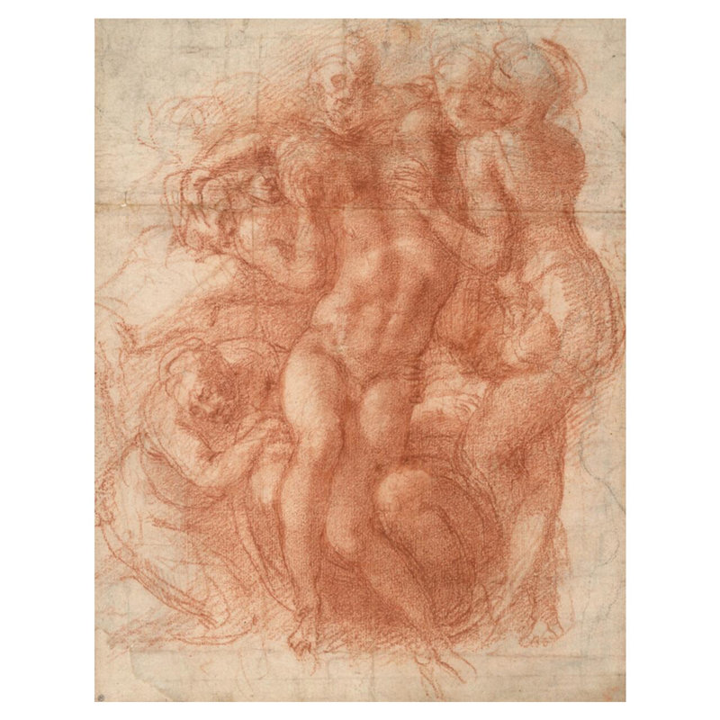 Étude pour une lamentation par Michelangelo Buonarroti - Estampe numérique, H 40 po x l 32 po